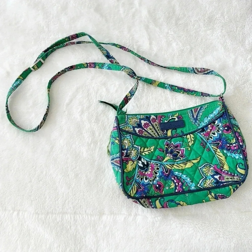 Vera Bradley green Emerald Paisley floral quilted Crossbody Bag purse